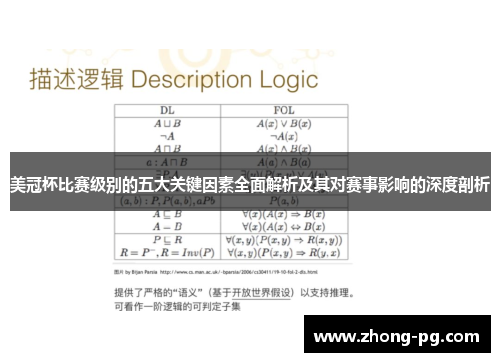 美冠杯比赛级别的五大关键因素全面解析及其对赛事影响的深度剖析
